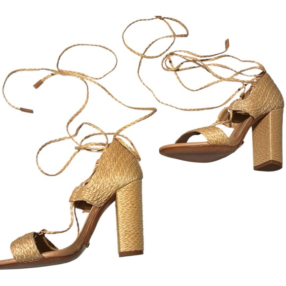 NEW Schutz Sandalia Alto Heeled Lace Up Sandal in Natural Size 5 - Picture 2 of 10